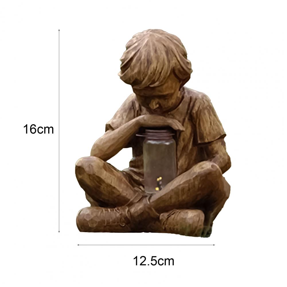 Boy Statue Realistic Looking Wear Resistant Resin Little Boy Statue Decor for Easter solar lights