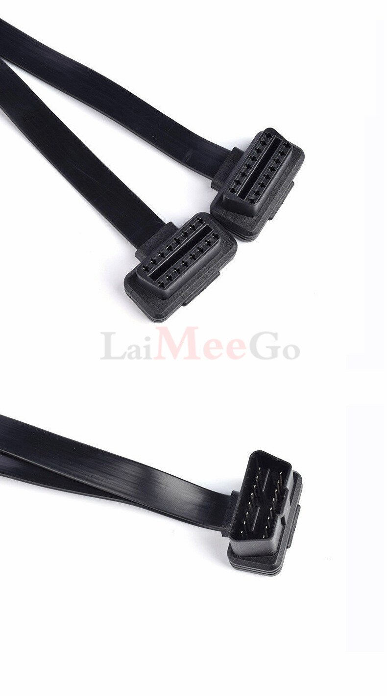 One-pull-two elbow flexible flat cable OBD extension line 0.3m female Y-splitter OBD connector