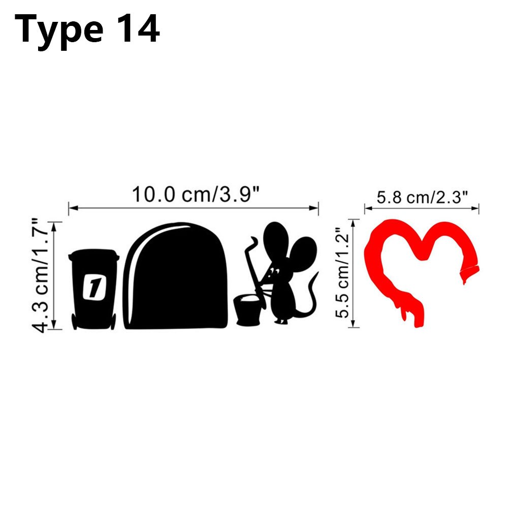 1pc grappige verwijderbare cartoon muizengat muurstickers zwarte muizen patroon diy plint sticker trap muurschildering kamerhoek ornament: 14