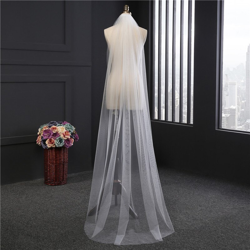 wedding veil one layer 5 meter bride veil 3 meter 2meter long veu de novia Brief veil for bride with comb church veils