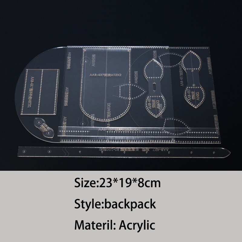 1Set backpack sewing Pattern DIY leather craft sewing Acrylic template 23*19*8cm