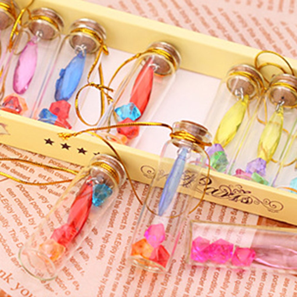 12Pcs Glass Wishing Bottles Shell Key Flower Mini Wood Cork Stopper Wishing Bottles Vials Containers Birthday Party Decoration