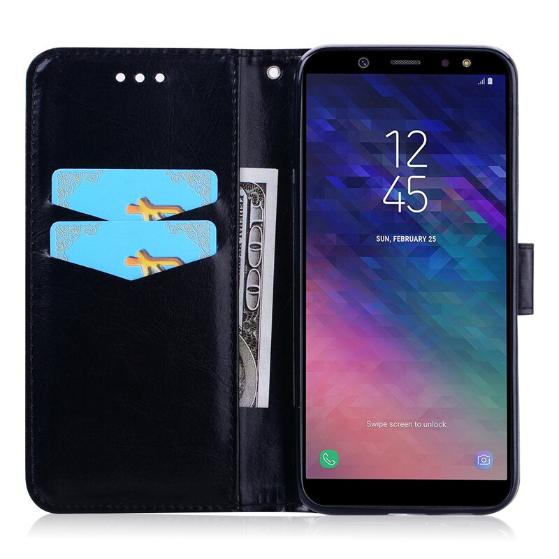 Case Voor Samsung Galaxy A6 Zachte TPU Siliconen Telefoon Cover Leather Wallet Flip Case Voor Samsung Galaxy A6 EEN 6 Plus Case