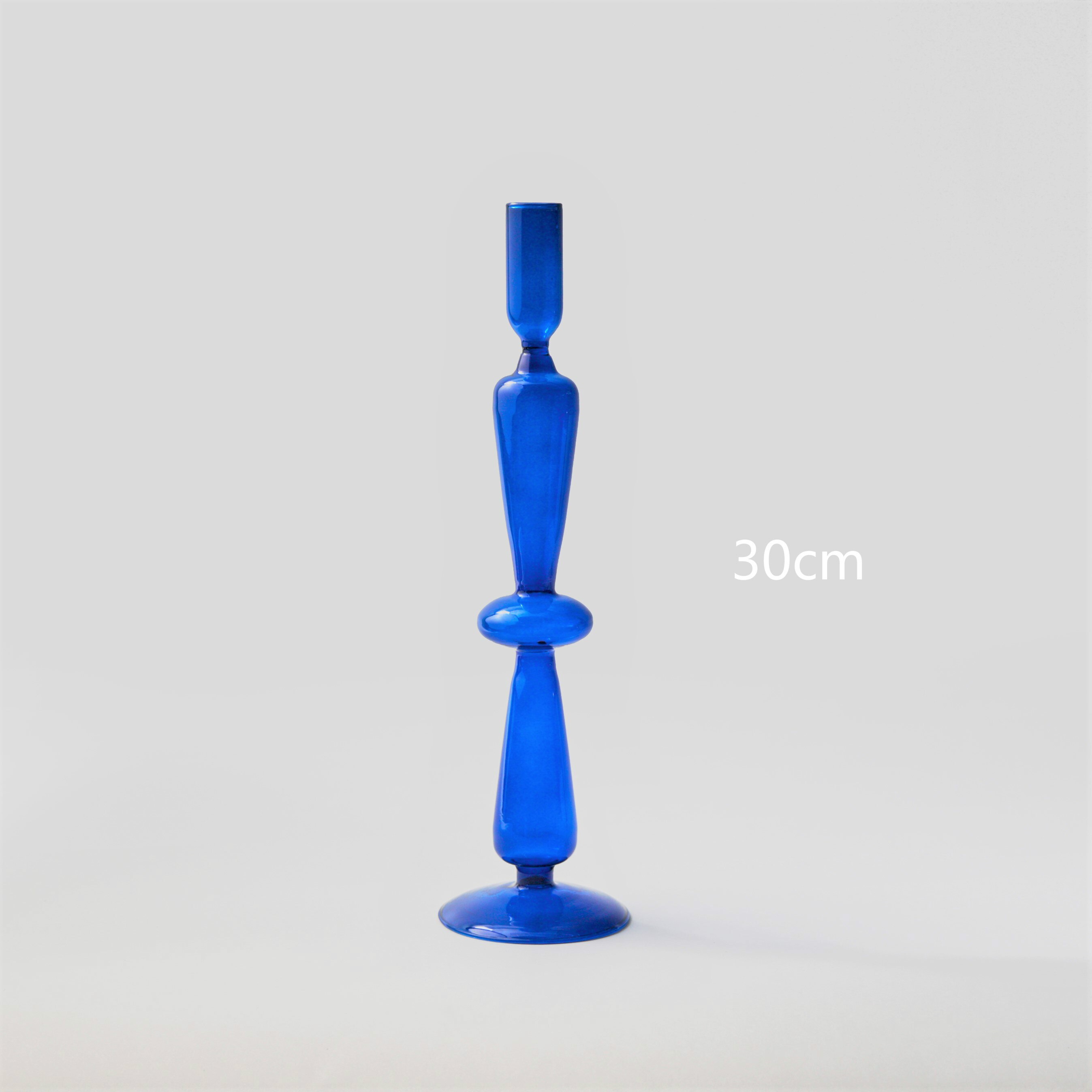 Blue Glass Candle Holder Candlesticks for Wedding Birthday Home Decoration Morden Decorative Glass: Blue OneRing