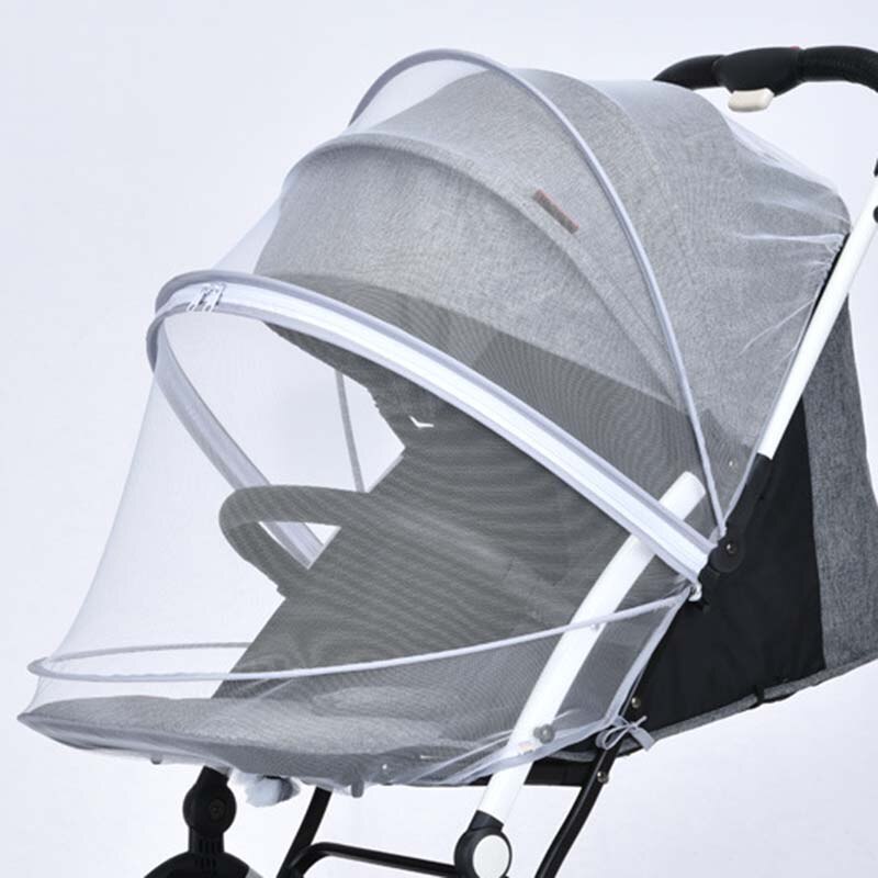Embroidery Mosquito Net With Zipper Rod For Stroller Cradle Bed Crib Baby Accessories Universal Yoyo Cybex Quintus Trolley: gray with zipper