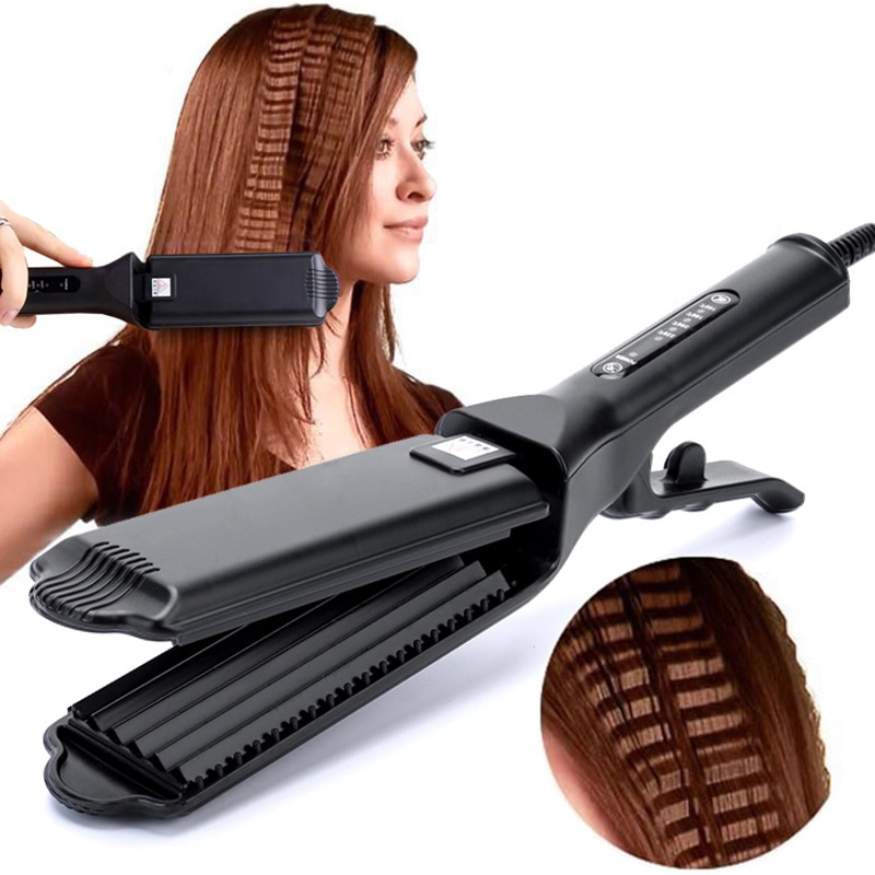 Hair Crimper Curling Iron Wand Ceramic Corrugated Wave Corn Irons Wave Curler Iron Electric Corrugation Plate Clip