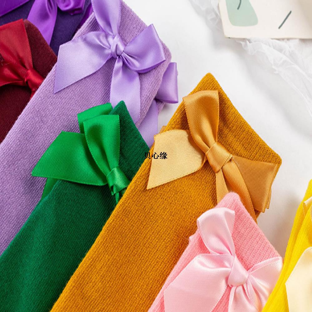 Calza per bambini nuova calza bowknot ragazza pizzo tubo di cotone Sokken gamba per bambina calda lascia che i bambini pile pile di calzini sox