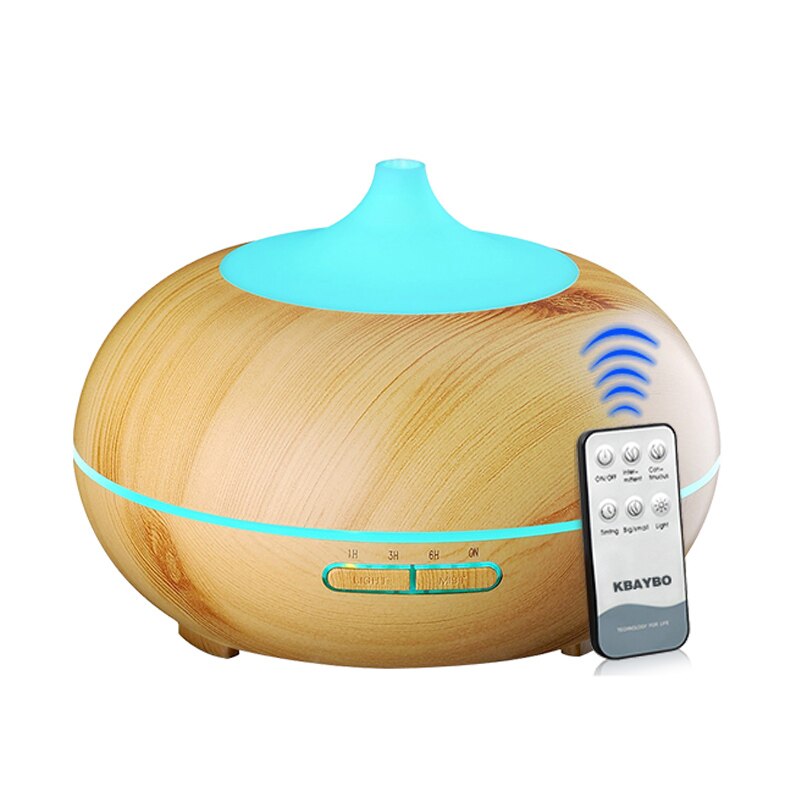 300 Ml Aroma Diffuser Aromatherapie Houtnerf Essentiële Olie Diffuser Ultrasone Cool Mist Luchtbevochtiger Voor Thuis Afstandsbediening: light color / ons