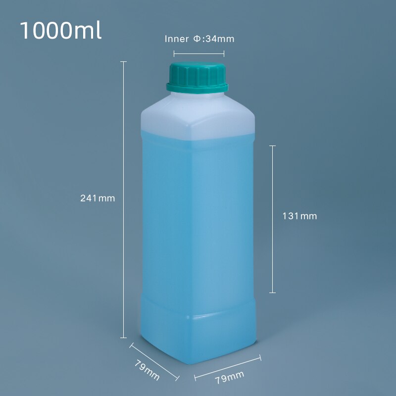 Plastic Bottle with Blue Cap HDPE Material Storage Container for Liquid Reagent Food Grade Sample Bottle: 1000ML Square 1