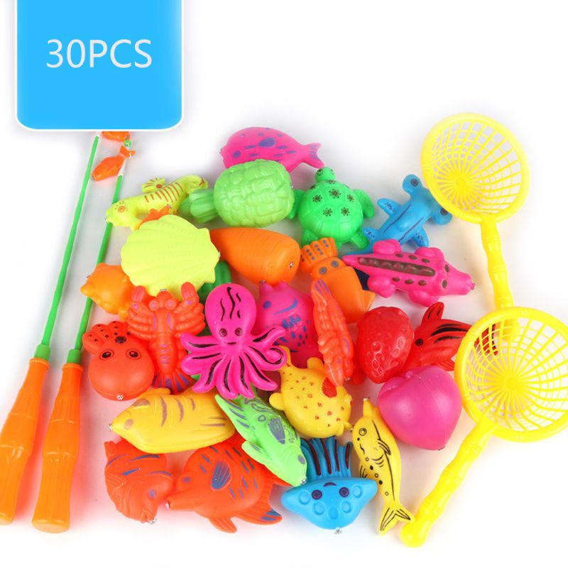 30/52 Stck Magnetischen Angeln Spielzeug Kunststoff Fisch Stange einstellen freundlicher Spielen Wasser: 1