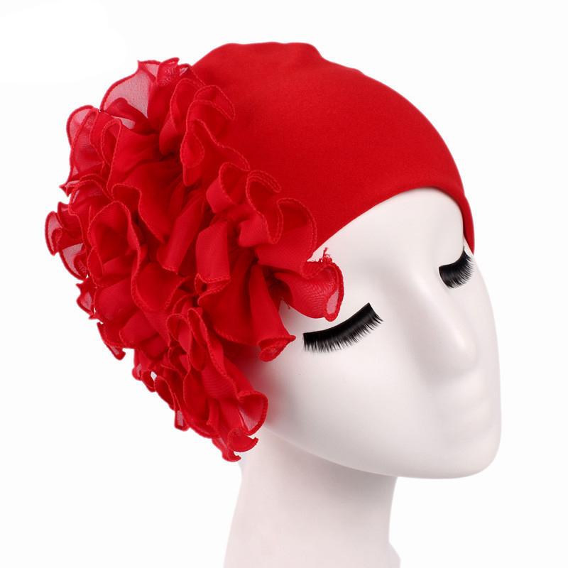 Frauen Muslimischen Rüschen Blume Turban Motorhaube Hütte Bandana Chemo Kappen wickeln Kopftuch: verrotten