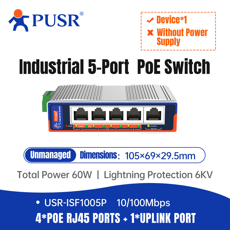 PUSR 5/8 Häfen Industrieller Ethernet-schalten Gigabit Lärm Schiene 10/100/1000 Mbit/s Staubdichtes USR-ISG/ISF: Blau