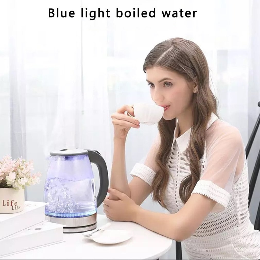 1.7l 2200w led oplyst glas kedel elektrisk hurtig kog ledningsfri elkedel elkedel tekande smart kedel køkken