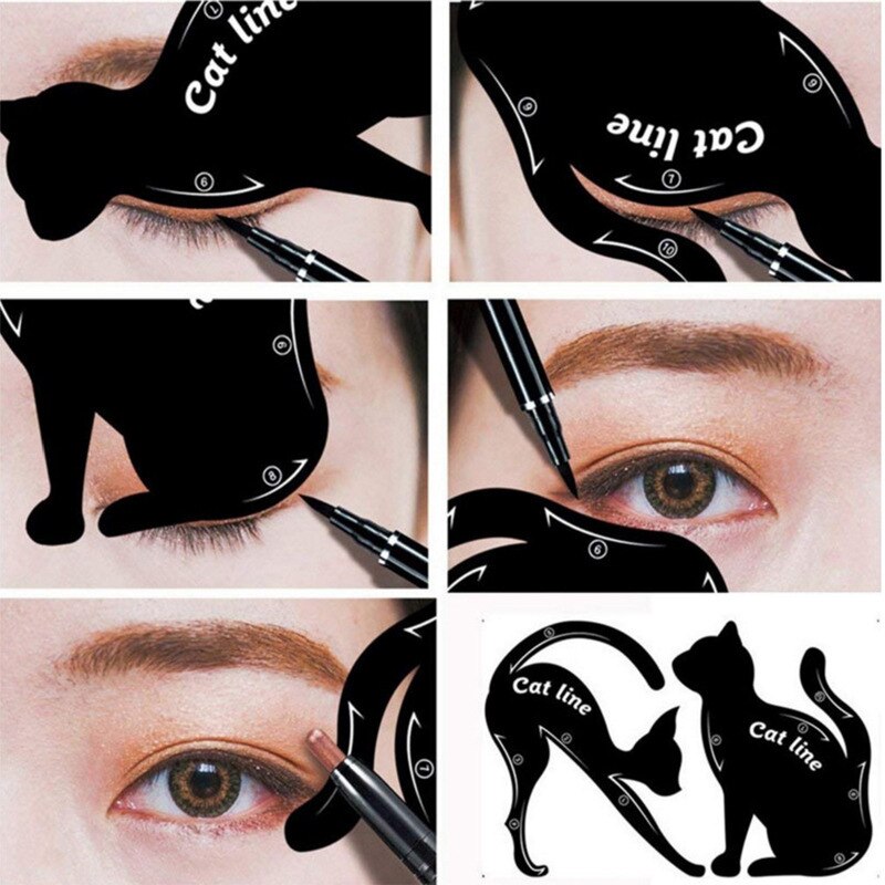 Diy 2 Stks/set Vrouwen Eyeliner Template Pro Eye Make-Up Tool Eye Shaper Template Model Makkelijk Te Maken Up Set gereedschap Makeup