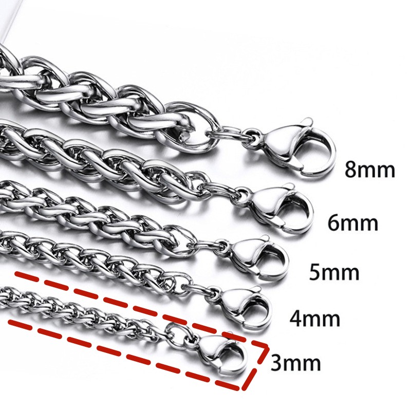 HNSP 3MM-8MM Stainless Steel Twisted Chain Necklac... – Grandado