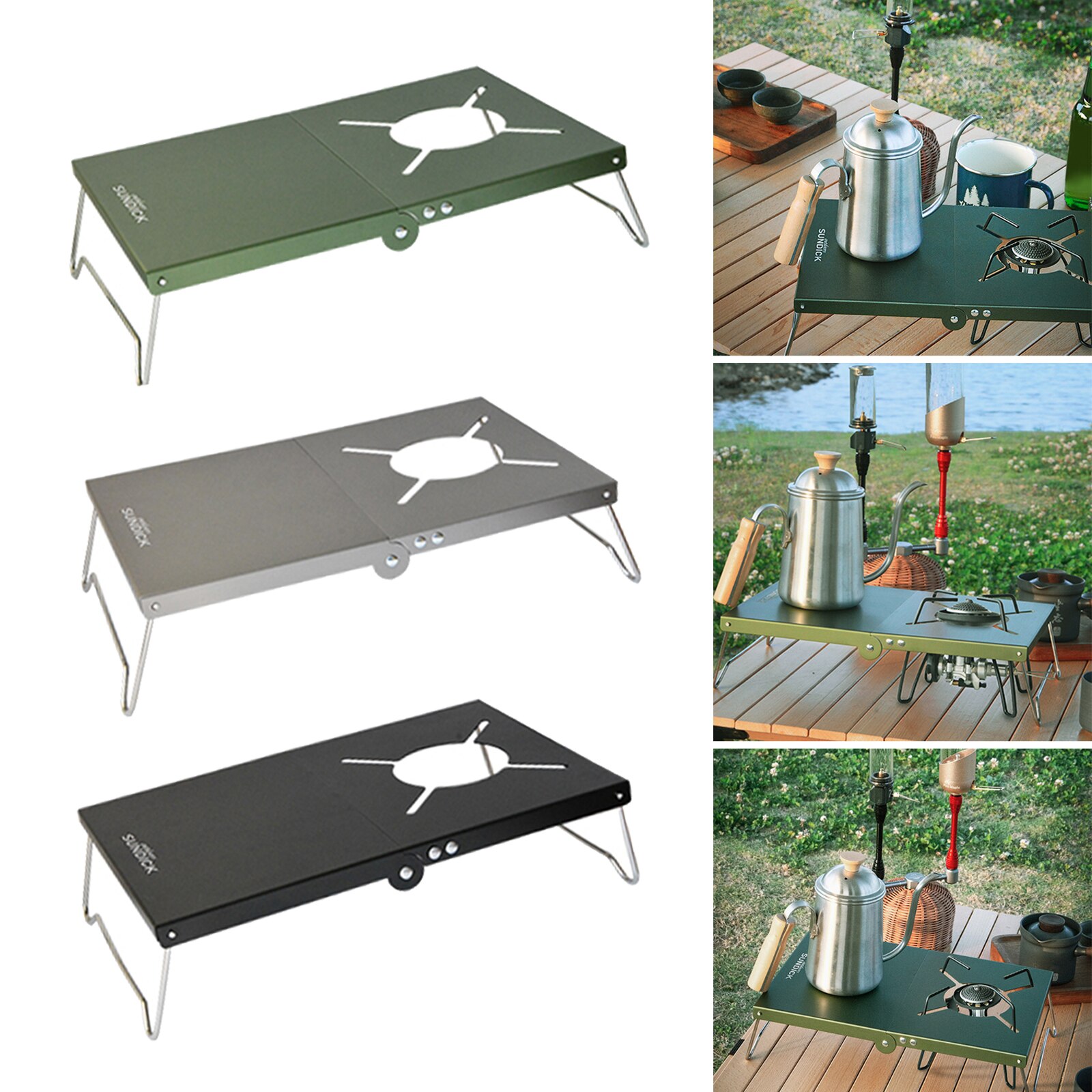 Outdoor Camping Split Burner Cooker Stand Bracket BBQ Desk Backpacking RV
