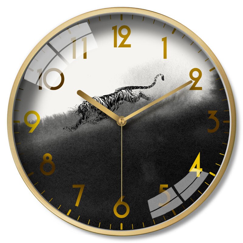 Slaapkamer Mute Circulaire Persoonlijkheid Horloge Licht Luxe Opknoping Horloge Inkt Schilderij Set Klok Chinese Stijl Modern Timer