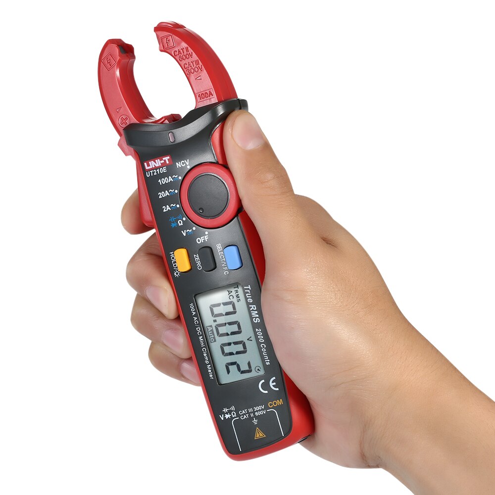 UNI-T UT210E Mini Digital Multimeter Tester Clamp Meter Backlight LCD True RMS Voltmeter Ammeter Ohmmeter AC/DC Voltage Current