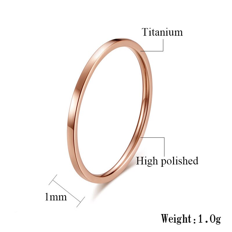 Eenvoudige dunne smalle titanium ring roségoud/zilverkleurige ringen voor vrouwen trouwring geometrische staartring sieraden