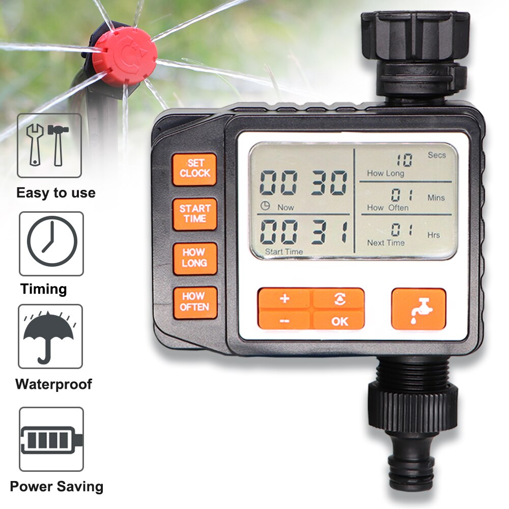 Temporizador de riego por goteo para jardín, controlador Digital programable automático, válvula solenoide, sistema de aspersores para invernadero doméstico