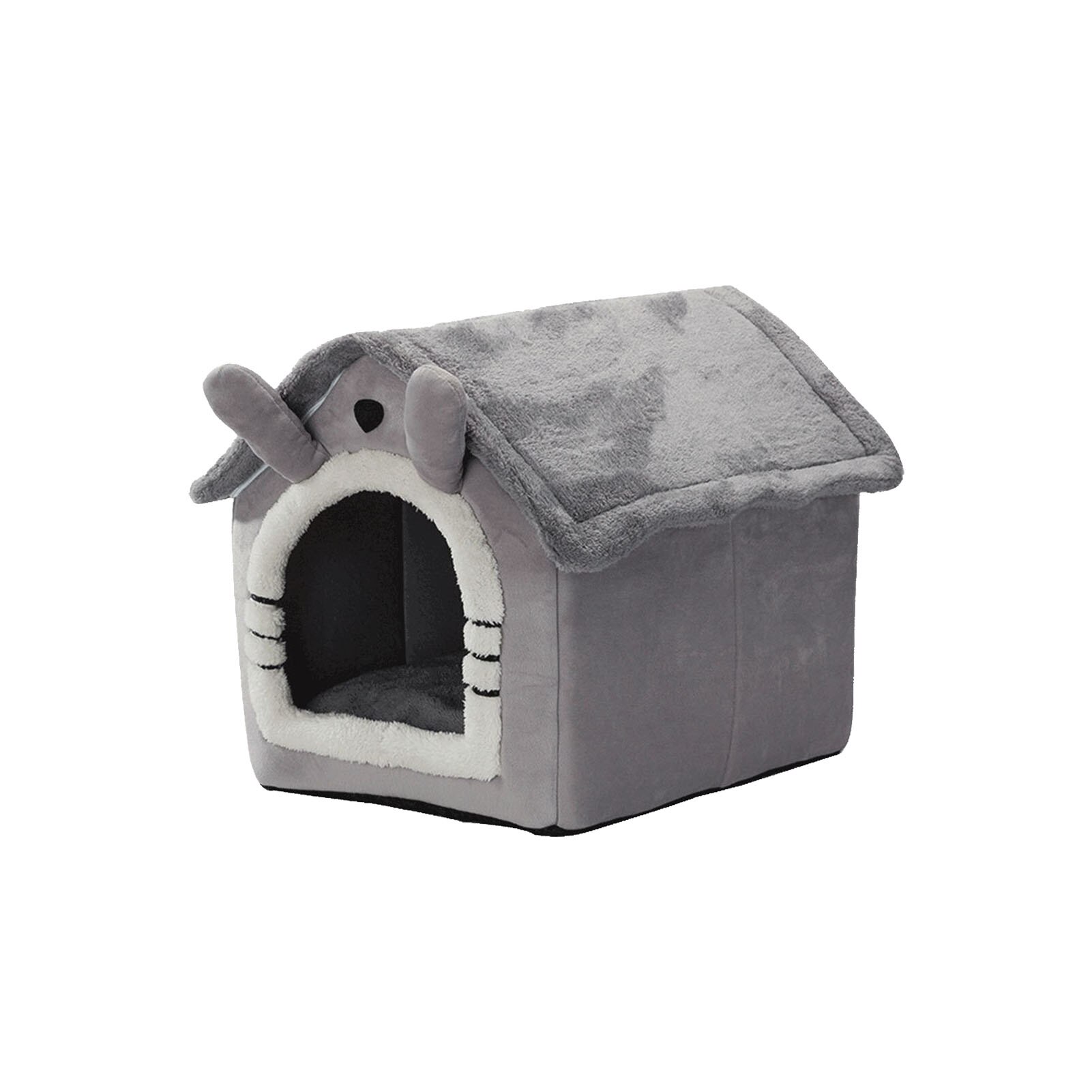 Pet Nest Villa Tent Warm House Semi-enclosed Cat Nest Removable And Washable Cat House Outdoor Kitty House: Gray