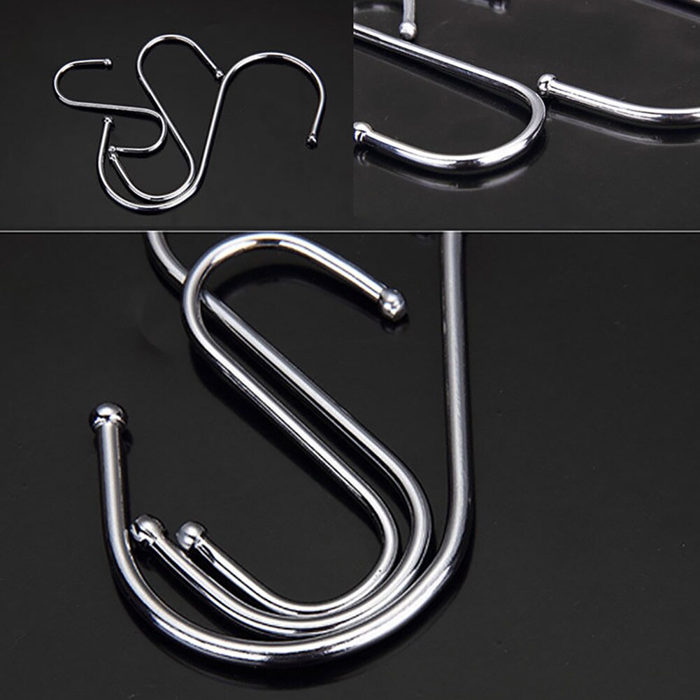 Stainless Steel Round S Shaped Hooks House Kitchen Pot Pan Hanger Clothes Storage Rack Tool
