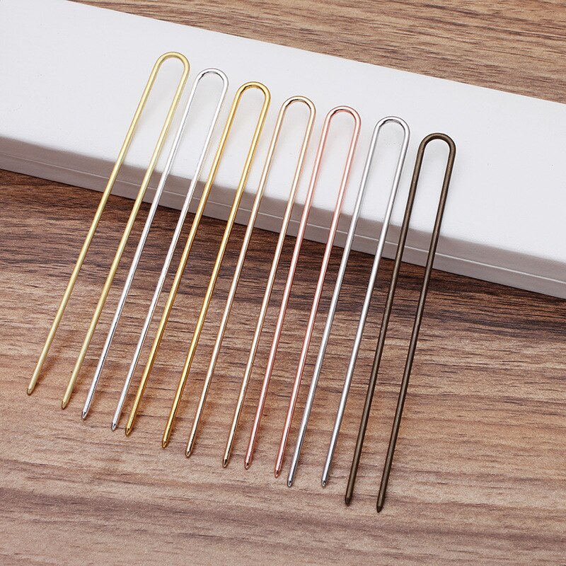 10 stücke 2x120mm Haar Klebt roh Durcheinander Rose Gold Farbe U bilden Haar Stifte leer Basis Einstellung zubehör für Frauen Schmuck Massen DIY