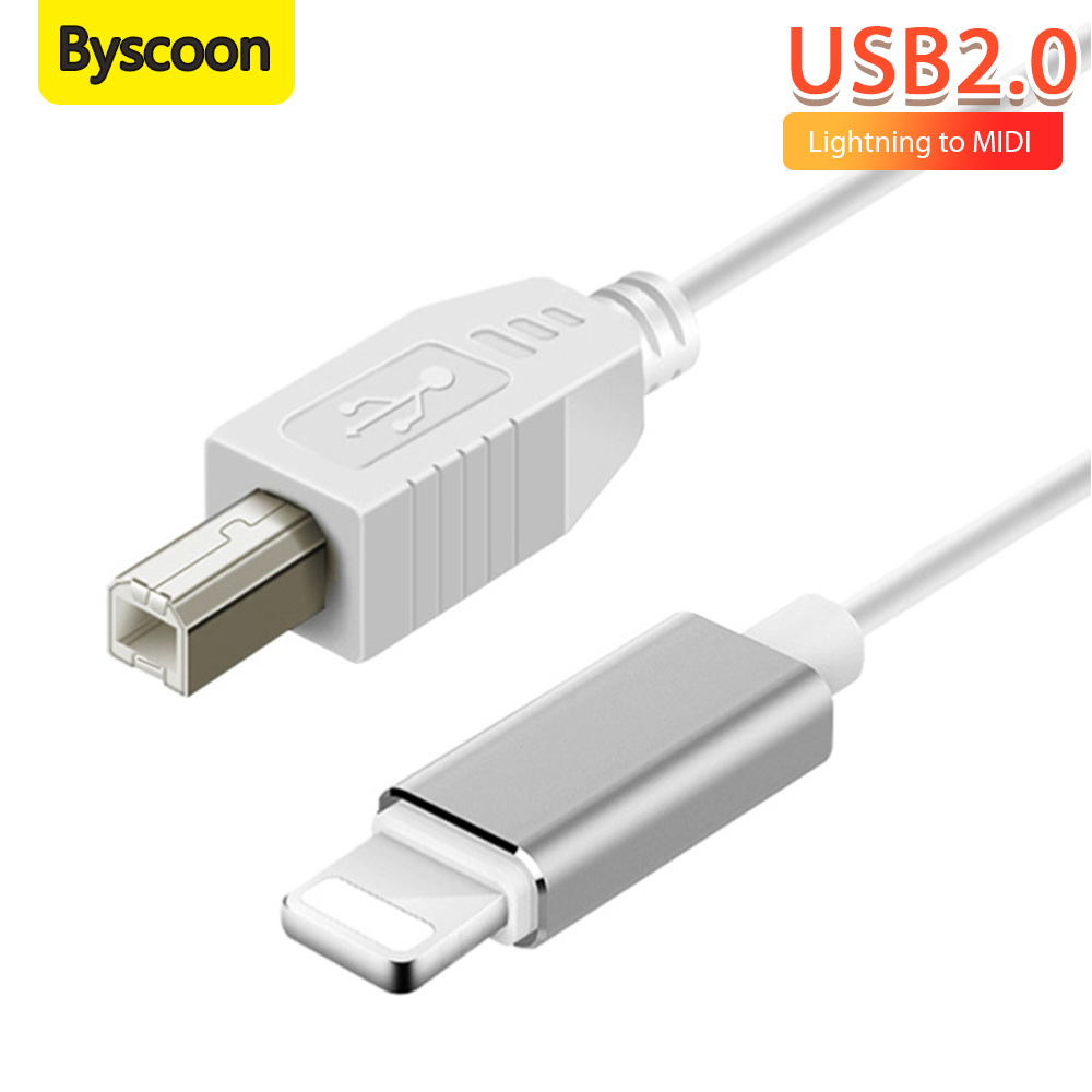 Lightning naar MIDI-kabel USB 2.0 Lightning naar Type B OTG-kabel voor MIDI-toetsenbord, audio-interface, USB-microfoon