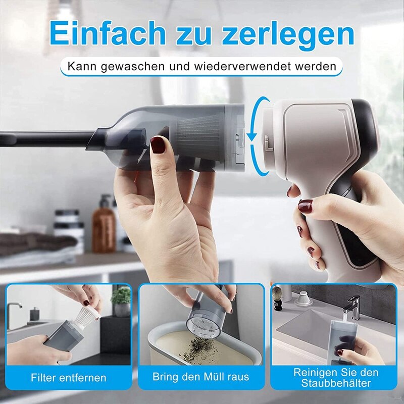 4In1 120W Cordless Air Blower Handheld Portable Air Duster Mini 9000Pa Wireless Car Vacuum Cleaner Cyclonic Suction Home