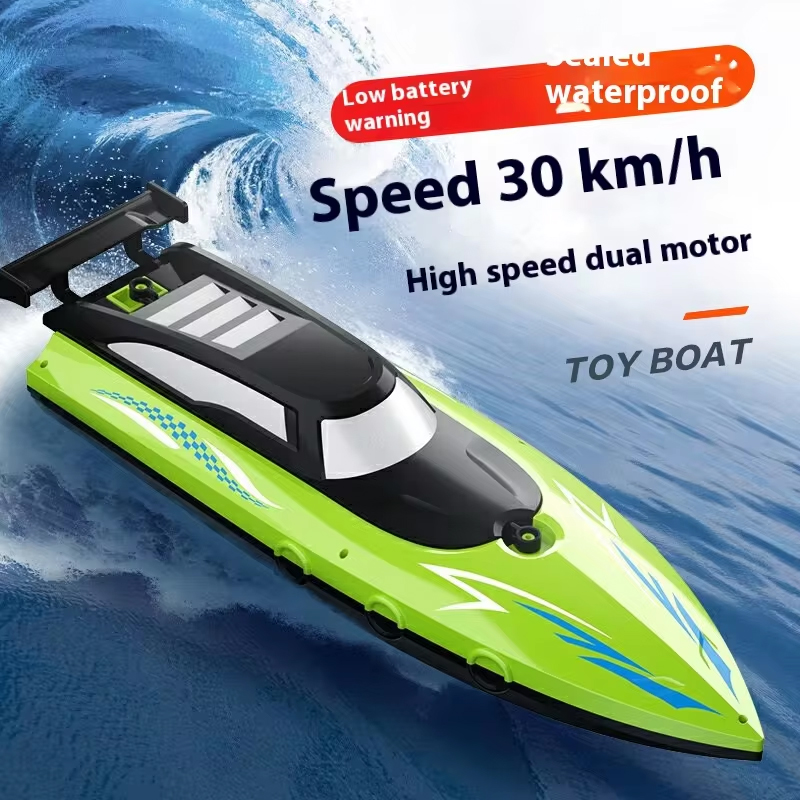 RC Boat with LED Lights, 2.4Ghz Full Size RC Boat, RC Boat for Pools and Lakes, 30 Minutes Run Time, Pool Toys: green