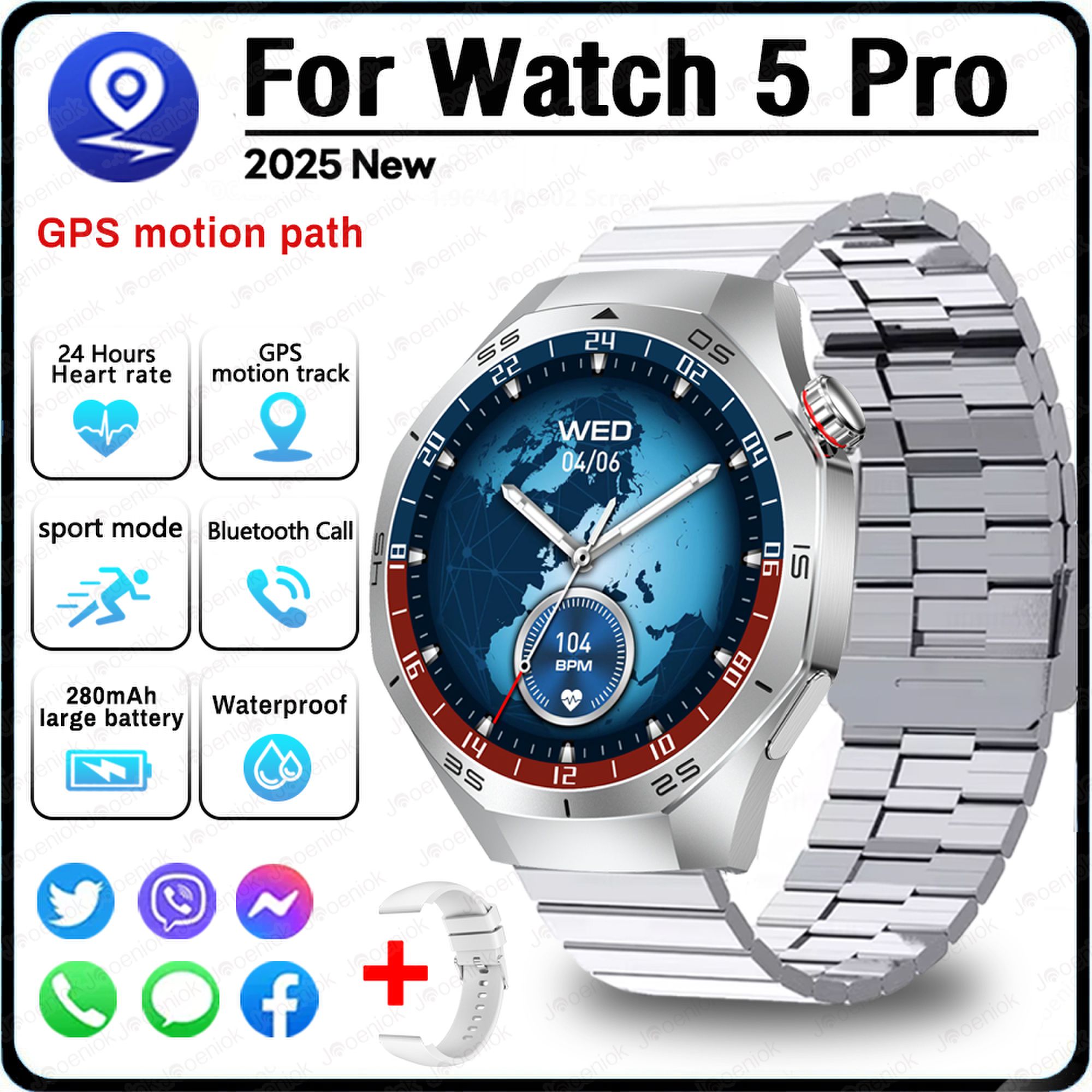 2025 Nuovo sport tutto'aria Aperta Astuto Della Vigilanza Degli Uomini 360*360 Schermo HD Frequenza Cardiaca fitness Impermeabile Affari Chiamata Bluetooth Smartwatch: Argento