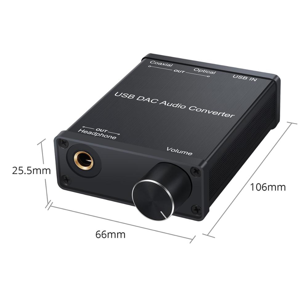 eSYNiC USB DAC Audio Converter Digital to Analog with HiFi Headphone Amplifier 6.35mm Audio USB to Coaxial S/PDIF Adapter for PC