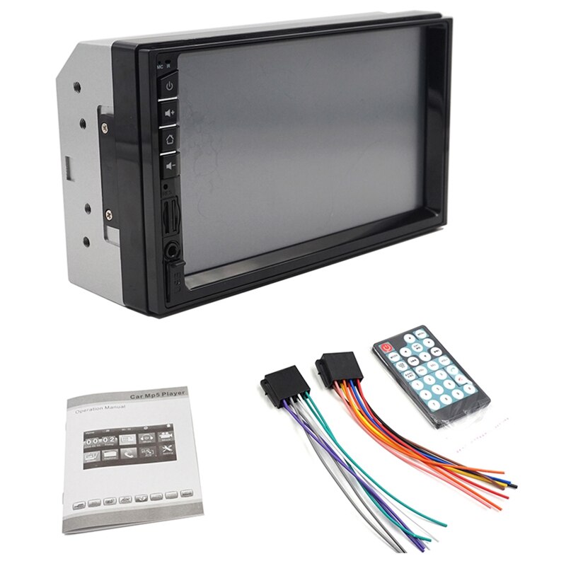 Radio Multimedia para coche 2 Din Hd 7 pulgadas Pantalla de contacto estéreo Bluetooth 12V 2Din Fm Iso potencia Aux entrada Auto Mp5 reproductor Sd Usb, 7034