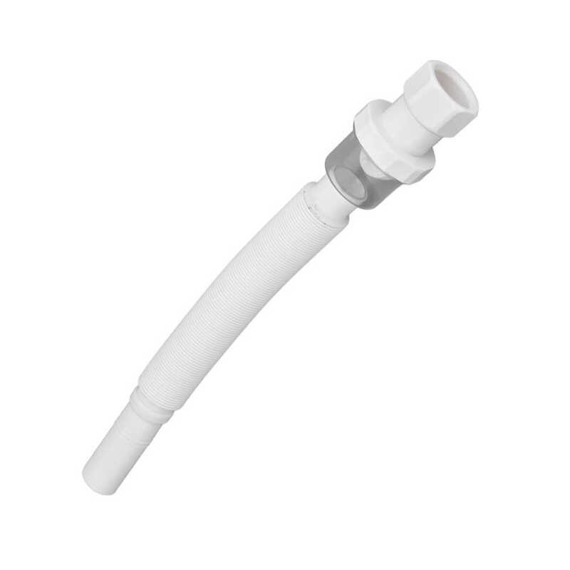 Sink Drain Pipe Laundry Drain Tube White Wash Basin Drain Hose with Securing Clip for Bathroom