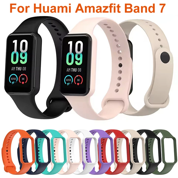 Silikon klokkerem til huami amazfit band 7 smartklokkerem armbånd soprt armbånd til amazfit band 7 remspenne