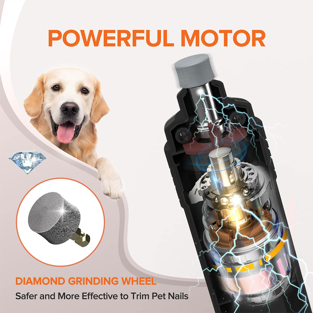 Cortaúñas eléctrico para mascotas, recargable por USB, silencioso con luces, patas de gato, herramientas de aseo para gatos, perros, amoladora de patas