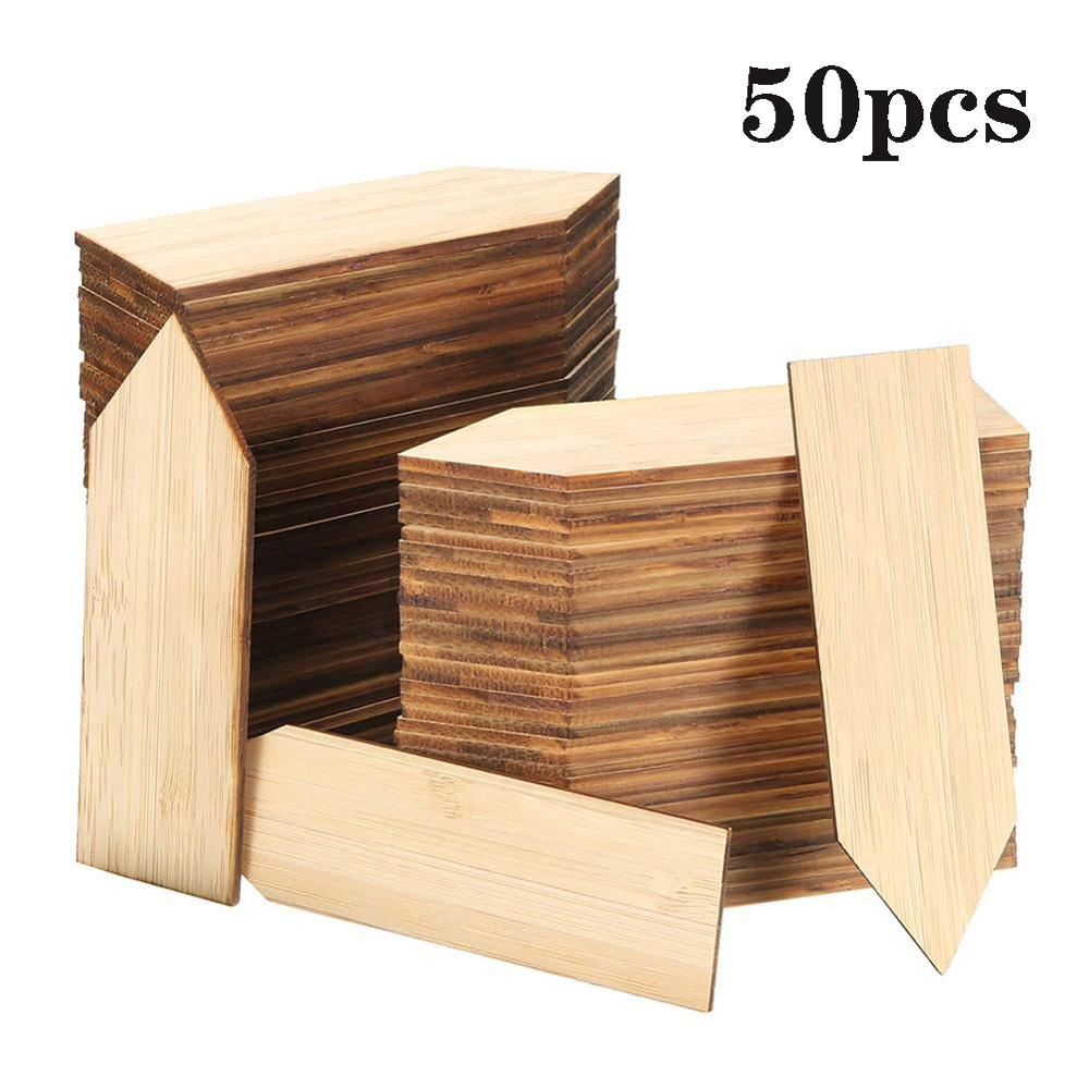 50/100pcs DIY Bamboo Plant Labels Wooden T-type Tags Garden plant label Plant Sign Tags Seed Potted Garden Markers Tools: Ivory