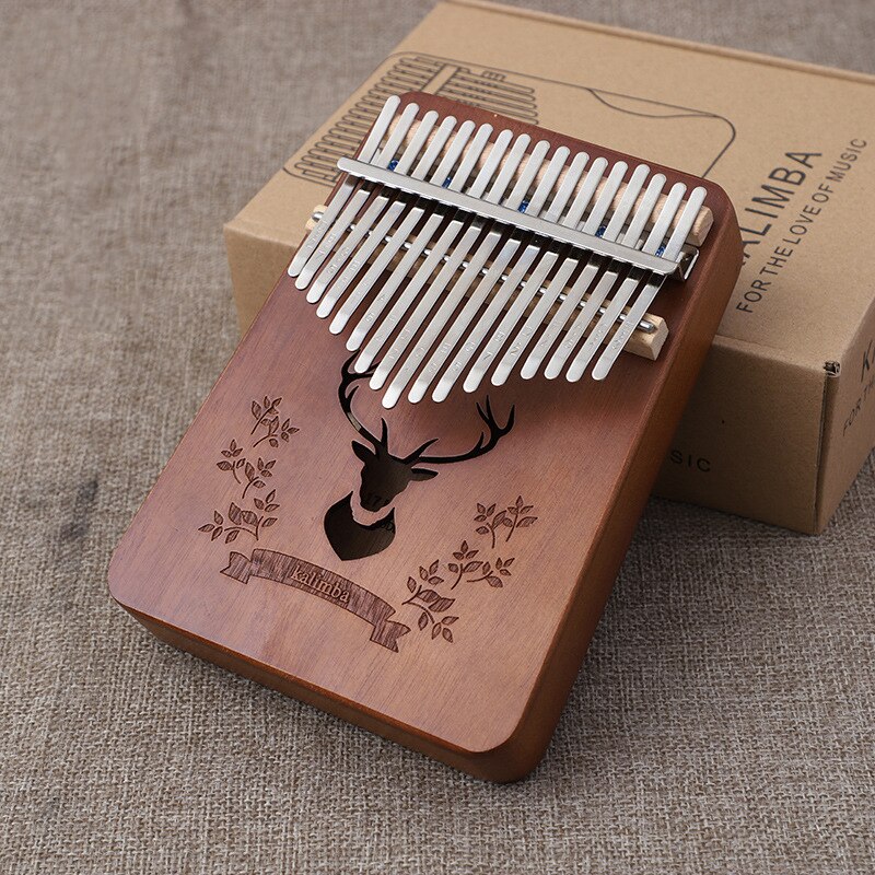 Piano de pulgar portátil de 17 teclas, Kalimba de toro hecho por Piano de dedo de una sola tabla, instrumento Musical de cuerpo de caoba de madera de