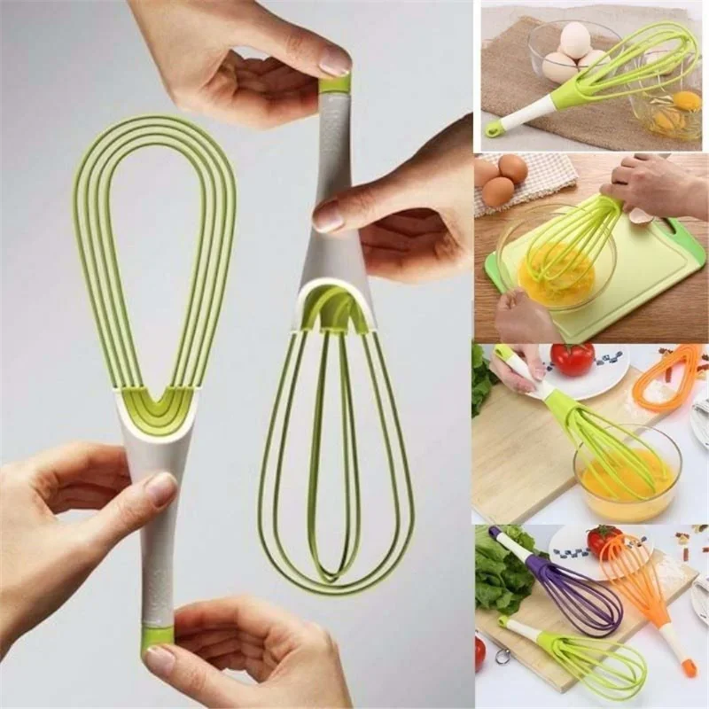 Batteur à œufs manuel rotatif multifonctionnel, Mini fouet à œufs de cuisine en plastique, outil de cuisson, agitateur d'œufs en Silicone