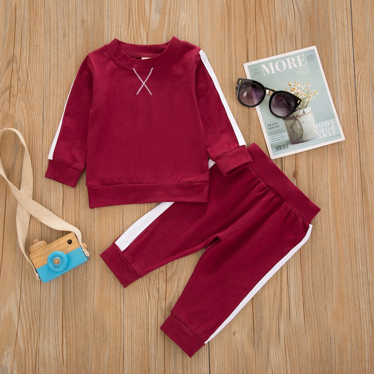 Ensemble 2 pièces en coton pour bébé fille et garçon, tenue décontractée à manches longues, survêtement pour enfant en bas âge, pull-over, haut et pantalon