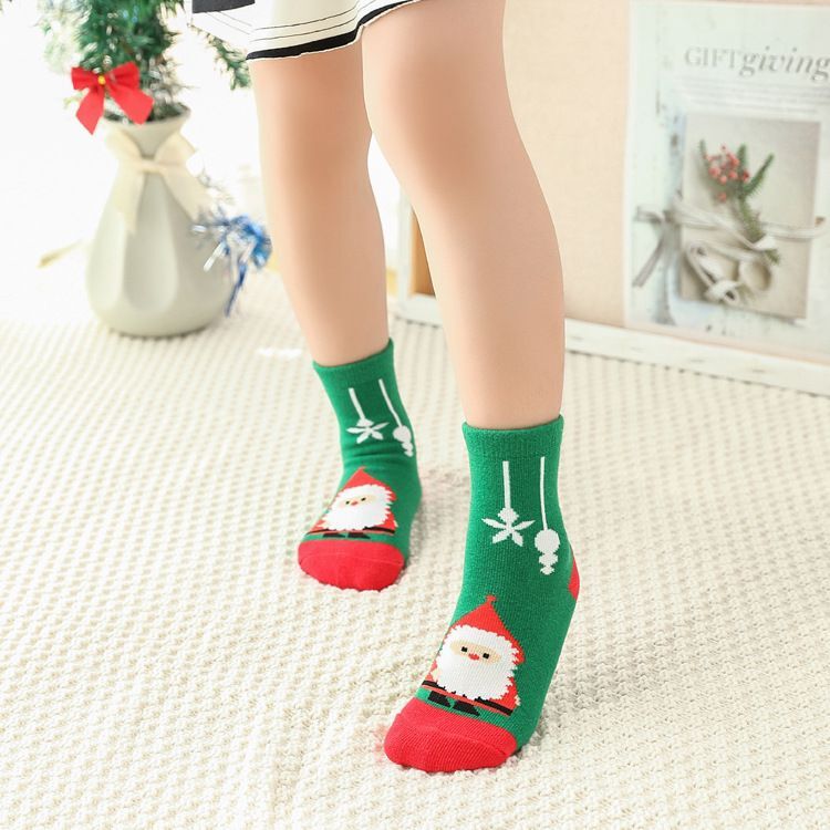 Calcetines de algodón para niños y niñas, calcetín de algodón con de oso de Papá Noel y copo de nieve, de Navidad, 2 pares