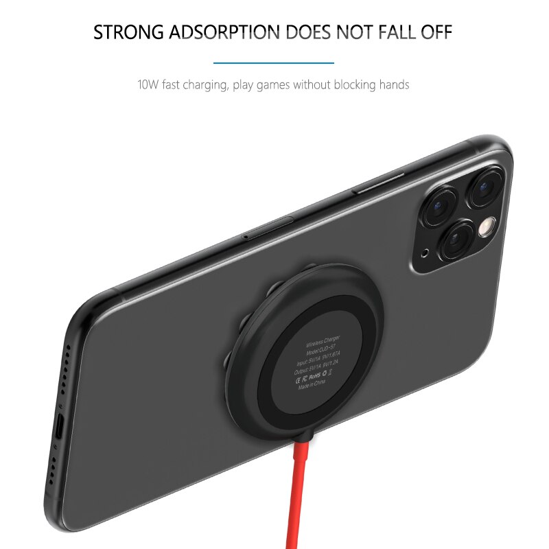 Qi Wireless Charger Pad Suction Cup Mobile Phone 10W Wireless Fast Charging for iPhone 11 Pro Xs Max 8 Samsung S20 S10 S9 Huawei