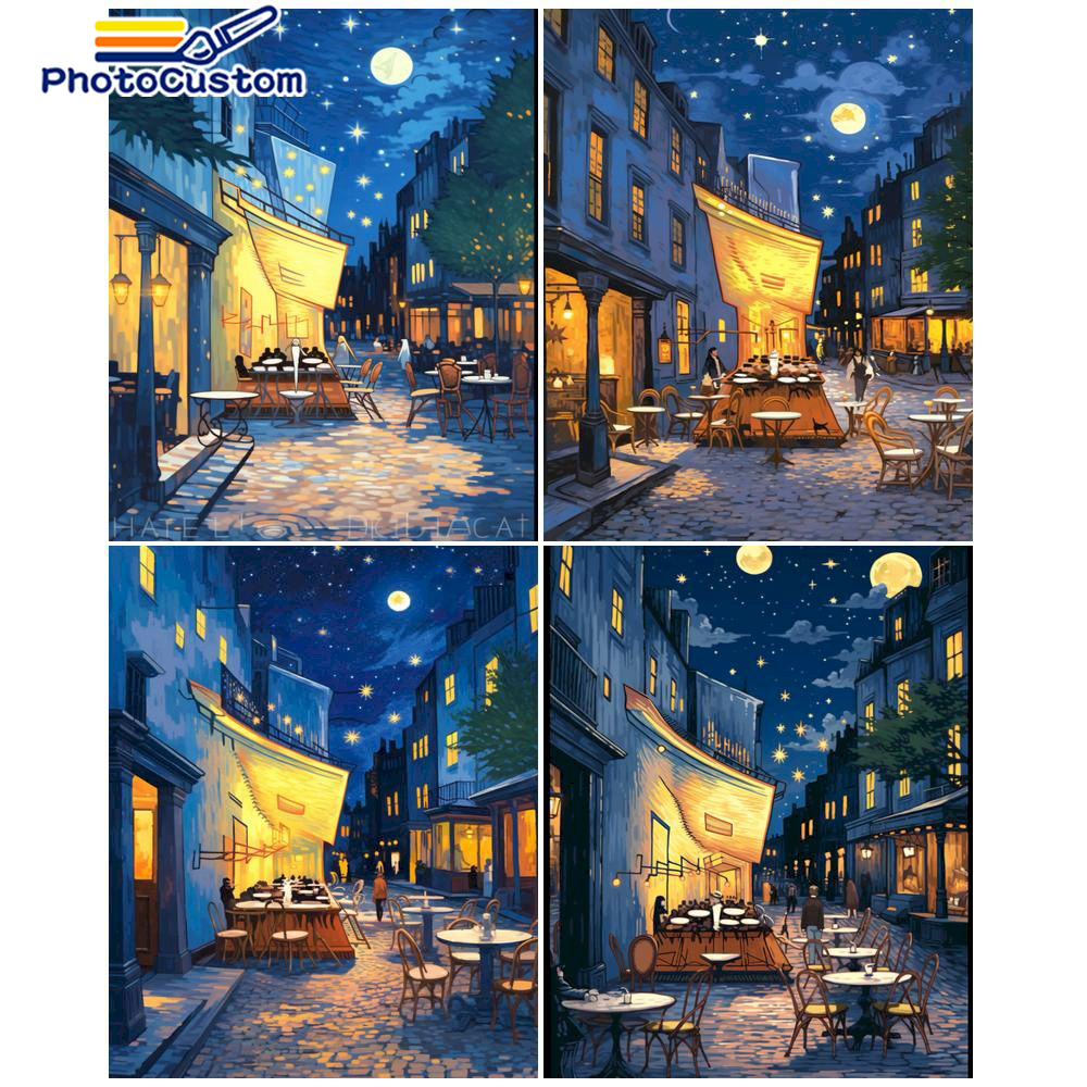 Foto benutzer definierte Farbe nach Zahlen abstrakte Straßen landschaft Zeichnung auf Leinwand DIY Bilder von Nummer Bausätze Hand bemalte Wohnkultur