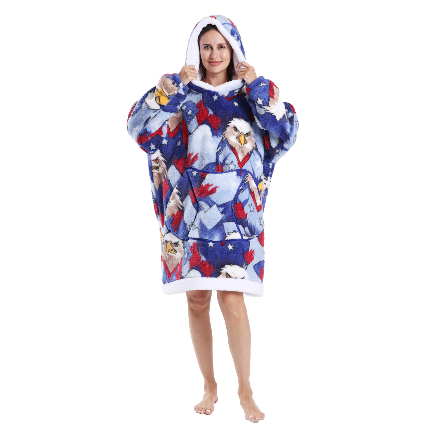 Winter Warm Fleece Fluffy Fuzzy Blanket Hoodie Thick Wearable Blanket Hooded Blanket for Adults Men Women Christmas