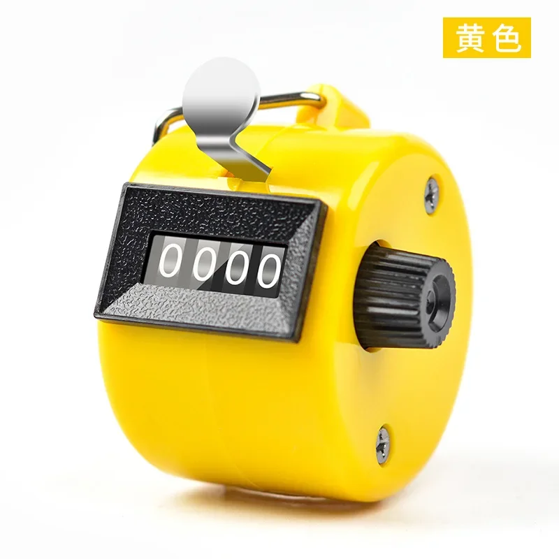 Hand Digitale Teller met Metalen Lap Tally Counter Handheld Clicker 4 Cijfers Chrome Golf Mensen Tellen 4-cijferige Tellers: YELLOW
