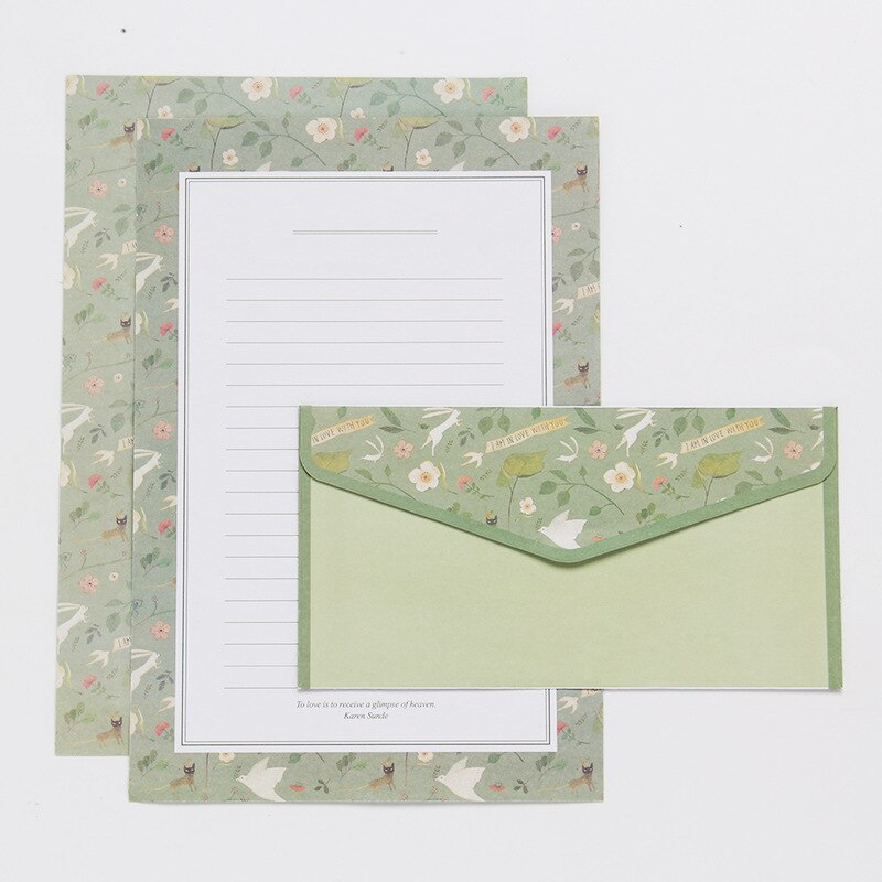 EZONE A5 6Stck Schreiben Papier + 3Stck Umschlag setzt SchöNe Blume aufbringen Linie Seite Literarischen Stil Schreibwaren Papier knapp Papier: 6