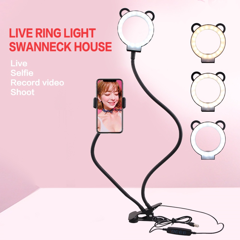 Selfie Ring Licht mit praktisch Halfter Stehen Doppel Schlauch Füllen Licht Halterung Faul Halterung Lampe Lesen Lampe Nacht Lampe