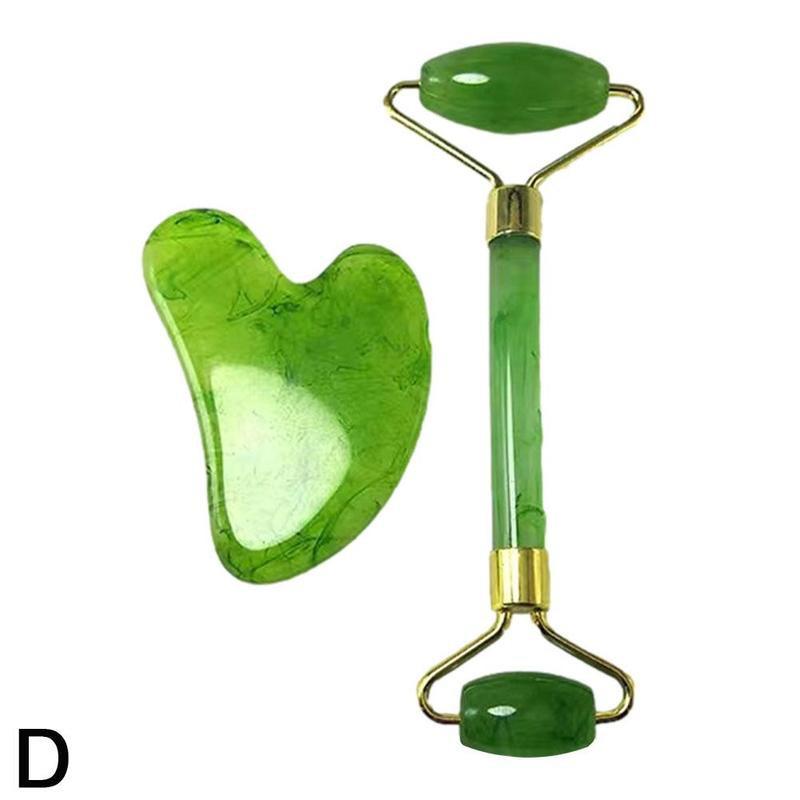 2 sztuk/zestaw żywicy wałeczek robić masażu twarzy zestaw Gua Sha skrobak pokładzie podnoszenie twarzy w górę preparat przeciwzmarszczkowy Gua Sha urządzenie robić masażu twarzy: D