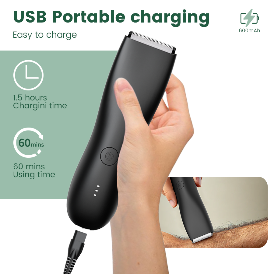 Elektrisch lichts- en lichaamsscheerapparaat voor heren - Waterdichte trimmer met dubbele kop, met LED-licht en foliemesjes