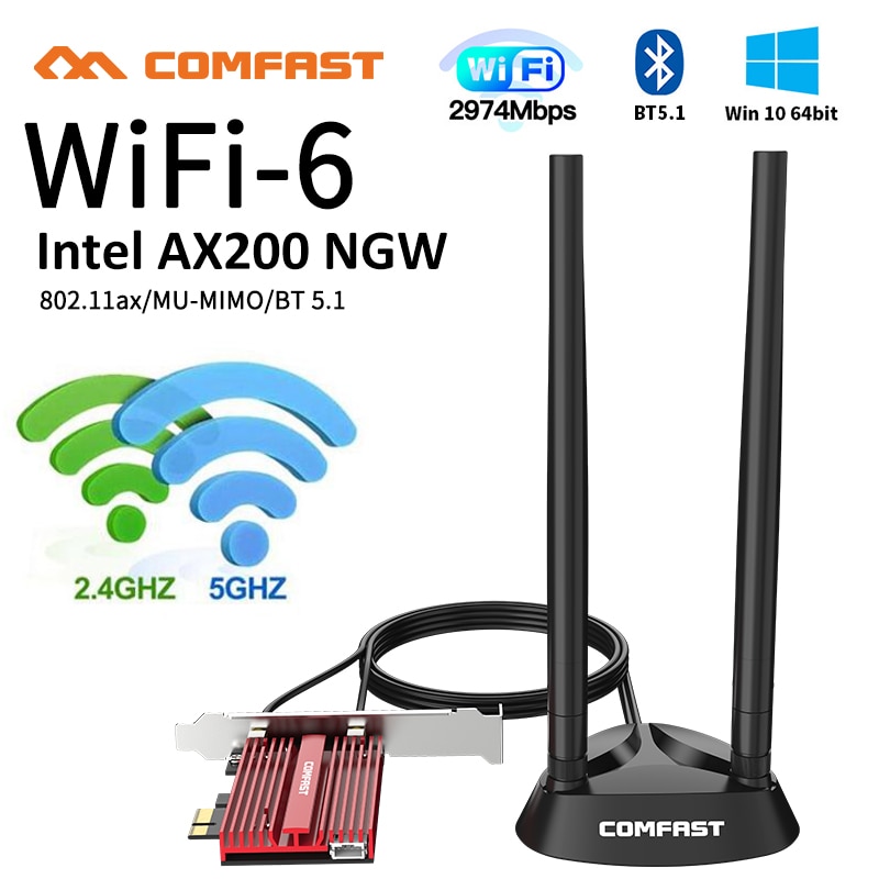 2974mbps wifi 6 faixa dupla desktop pcie intel ax200 cartão 802.11ax 2.4g/5ghz bluetooth 5.0 pci express 5g sem fio adaptador wi-fi